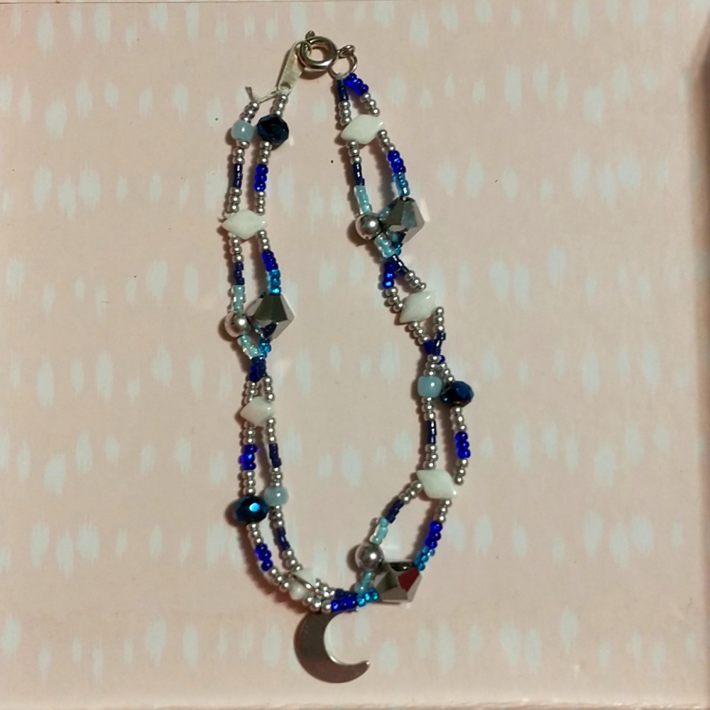Blue Moon Beaded Bracelet- Larger size